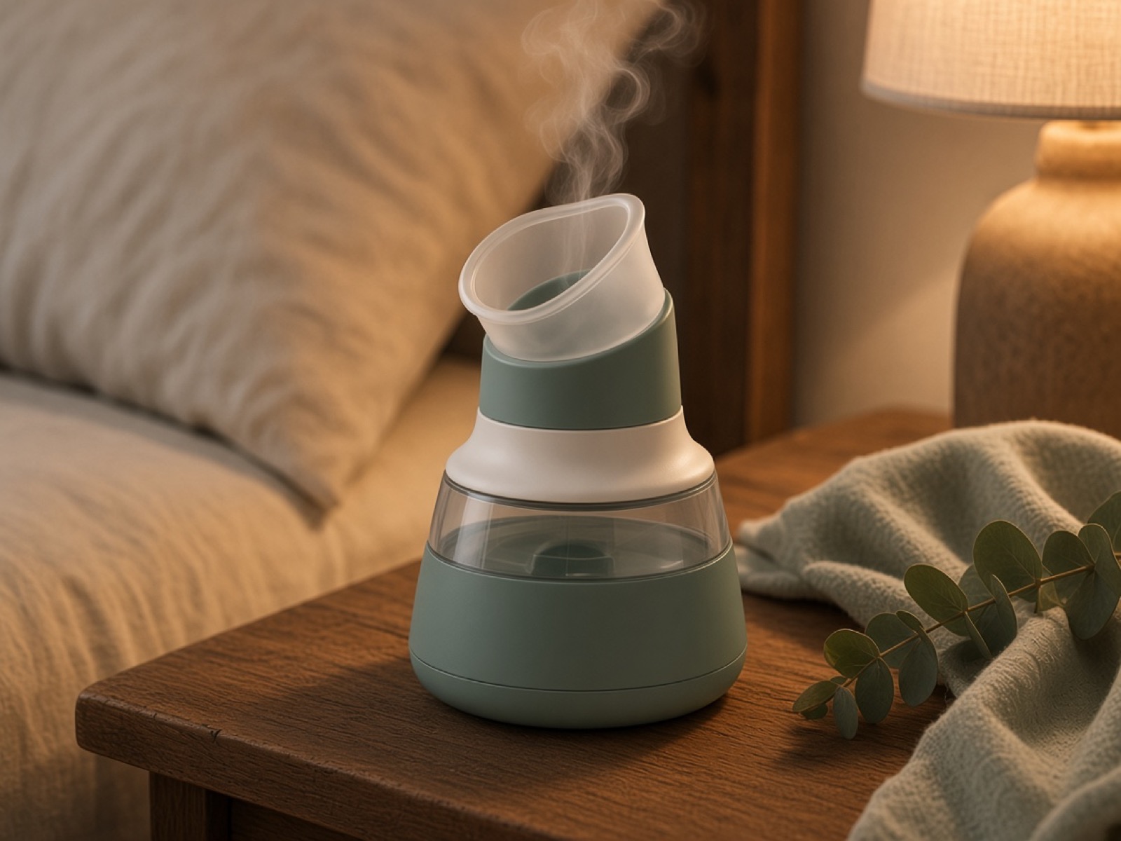 Κεραμικός εισπνευστήρας ατμού αναμμένος το βράδυ